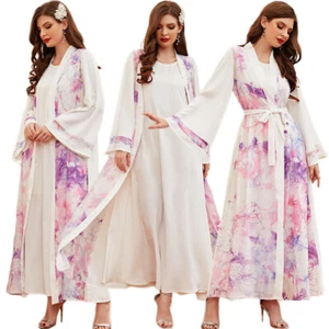 Muslim Dubai Open Abaya Women Maxi Dress Cardigan Kaftan Robe Turkey Robe Gown - Bild 1 von 13