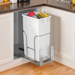 43 QT Trash Cans Pull Out Under Kitchen Cabinet Sturdy Wastebasket & Single Bin - Picture 1 of 12