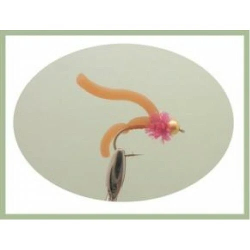 TROUTFLIES UK Squirmy Worms, Forellenfliegen, 6er Pack Erdwurm, Goldkopf, Größe 10, Angeln Fliegen