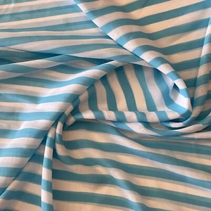 Blue and White Striped Chiffon Sheer Fabric - Picture 1 of 2