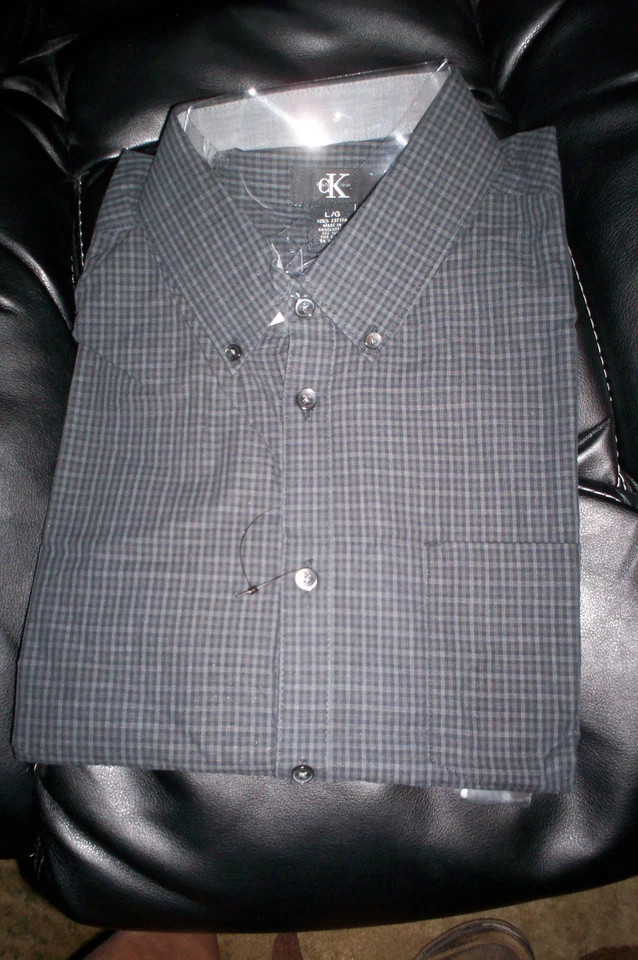 НОВЫЙ С ЯРЛЫКАМИ CALVIN KLEIN МУЖСКОЙ ДЛИННЫМ РУКАВОМ ПЛАТЬЕ РУБАШКА РЕГУЛЯРНЫЙ FIT-ЧЕРНЫЙ/СЕРЫЙ КЛЕТКУ-MED - Изображение 1 из 1