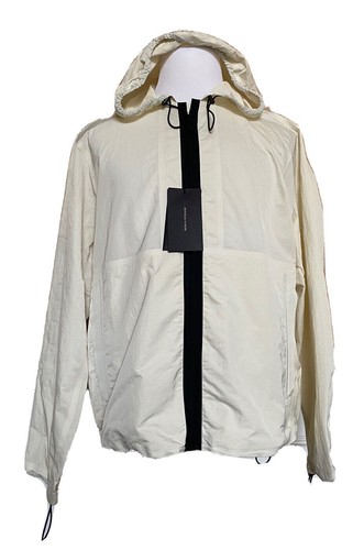 Giacca uomo Bottega Veneta Blouson Tech nylon gesso nuova con etichette $1850 con cappuccio 42 US