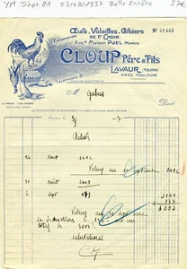 Dépt 81 - Lavaur - Belle Entête Oeufs Volailles Gibiers du 03/09/1937 - Picture 1 of 1