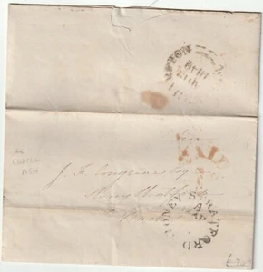 1842 WOLVERHAMPTON HANDSCHLAG BEZAHLT 1d UPP MRS J HINTERN? KAPELLE ASH TO J CONREVE - Bild 1 von 2