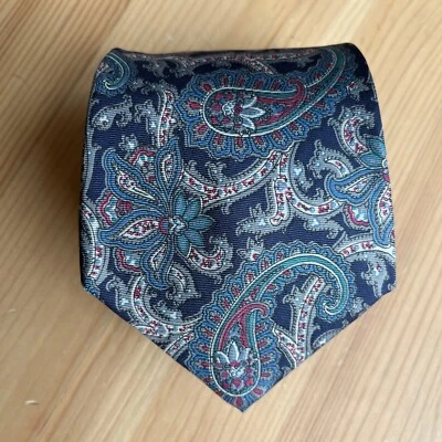 Corbata de seda importada Claybrooke azul cachemira 3,50" x 59" para hombre diseñador vintage Foto 1 de 4