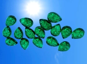 100 Ct Green Moldavite Hand Carved Pear Cut 23 Pieces Lot Certified Gemstone - Picture 1 of 12