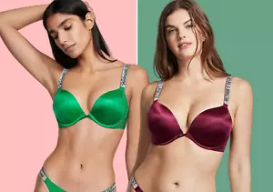 Victoria's Secret VERY SEXY Bombshell Add-2-cups Shine Strap Push-Up Bra KIR GRN - Picture 1 of 19
