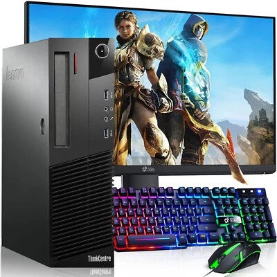 Lenovo M83 Gaming PC i5 16GB Ram 256GB NVIDIA GTX 1050ti 24" LED WiFi Windows 11 - Image 1 of 4