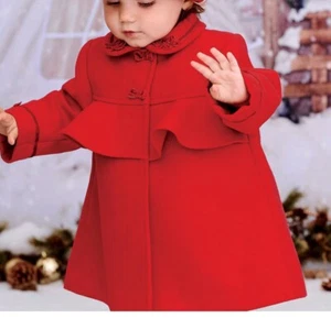 NWT Sarah Louise England Girls Embellished 12month Red Peacoat - Picture 1 of 9