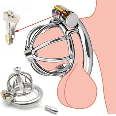 Cinturón de castidad para hombres pene jaula para pene dispositivo bloqueable con tubo de anillo con púas juguetes sexuales Foto 1 de 4