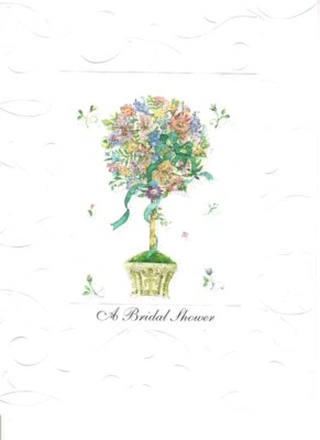 Pink Rose Bud Buds Topiary Bridal Shower Party Invitations Hallmark - Set of 8 - Image 1 of 3