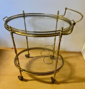 Carrello bar italian in ottone dorato di lusso vintage anni anni '70. - Foto 1 di 9