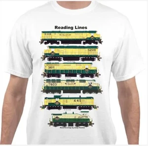 T-Shirt Reading Lines gelb & grün Lokomotiven Eisenbahn von Andy Fletcher - Bild 1 von 1
