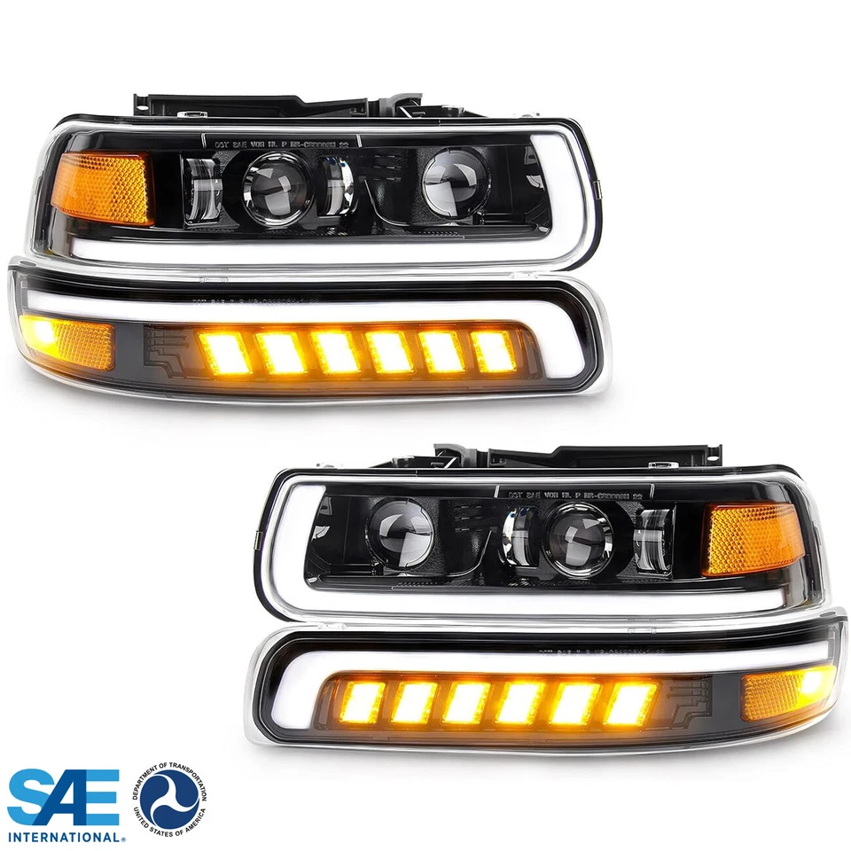 For 2001-2006 Chevy Tahoe Suburban Z71 LED Headlights+Bumper Signal Lamps - Image 1 of 4