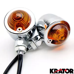 2x Chrome Turn Signals Bulb Blinkers For Harley Davidson Cruiser Motorcycle Bike - Picture 1 of 5