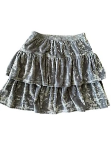 Kelly's Kids Skirt 7/8 Gray Velour Tiered Elastic Waist Ruffles - Picture 1 of 8