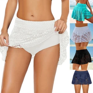 Women Swim Bikini Bottoms Ladies Monokini Beachwear Lace Shorts Skirt Size 8-18 - Picture 1 of 28