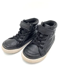 Childrens PLACE Hightop Shoes Boots Black Leather Boys Sz 8 Kids Toddler core - Picture 1 of 5