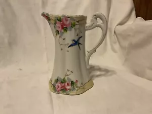 VTG Takito Diamond TT Hand Painted Made In Japan 7” Pitcher w/ Bluebird - Picture 1 of 6