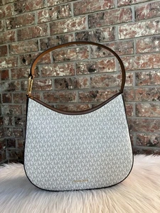 NWT Michaekl Kors Kensington Large Signature Logo Hobo Shoulder Bag Vanilla - Picture 1 of 8
