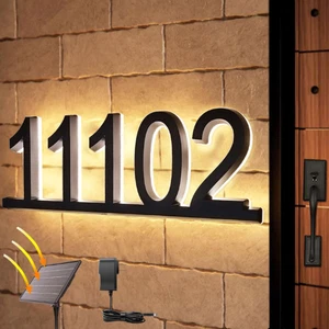 Solar Lighted House Numbers for Outside, Light Up Waterproof LED Addre... - Picture 1 of 6