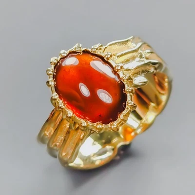 Anel de hessonita natural de joias prata esterlina 925 tamanho 9,75/R437541 - Imagem 1 de 4