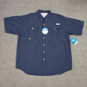 Columbia Bahama II Shirt Mens 2XL TALL Navy Blue Short Sleeve Fishing PFG Vented - Picture 1 of 8