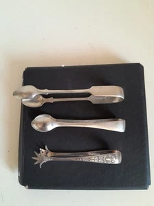 3 X Vintage Decorative Silver Sugar Tongs VGC - Picture 1 of 4