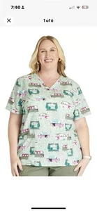 Happier Camper Cherokee Scrubs Tooniforms Dog Is Good V Neck Top TF738 OGHC 5 Xl - Picture 1 of 6