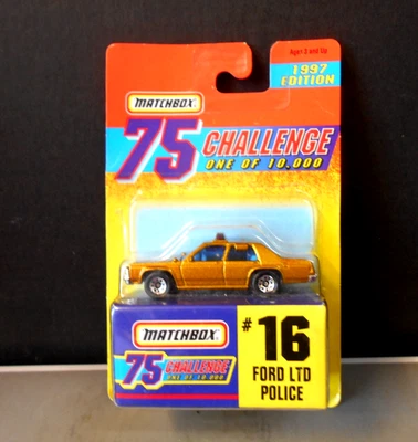 Matchbox 75 Challenge 1997 Edition #16 Ford LTD Police in Gold - Image 1 of 4