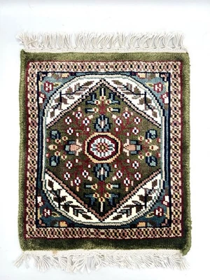 Alfombra miniatura de lana anudada a mano afgana/pakistaní muestra casa de muñecas alfombra de 10"x12" Foto 1 de 4