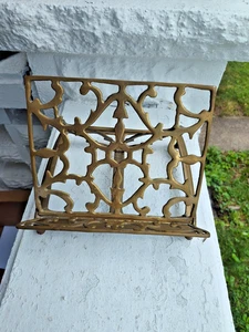Vintage Solid Brass Ornate Adjustable Book Music Art Stand Easel Holder cookbook - Picture 1 of 8