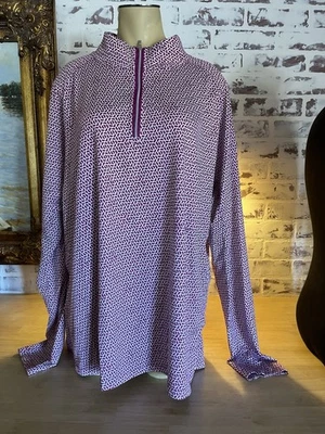 Lady Hagen Long Sleeve Pullover Golf Shirt 1/4 Zipper Pink And White Size XXL G1 - Image 1 of 4