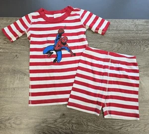 Hanna Andersson Marvel Spiderman Short John Pajama Set Size 120 (6-7) Striped - Picture 1 of 7