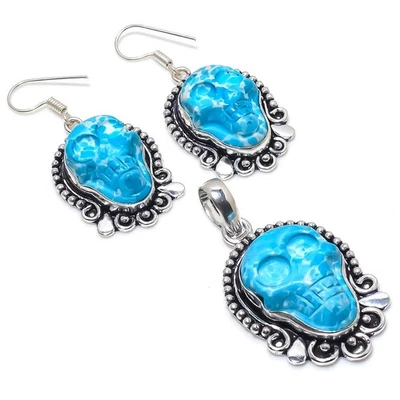 Juego de colgante + pendiente de plata de ley 925 Larimar s974 Foto 1 de 4