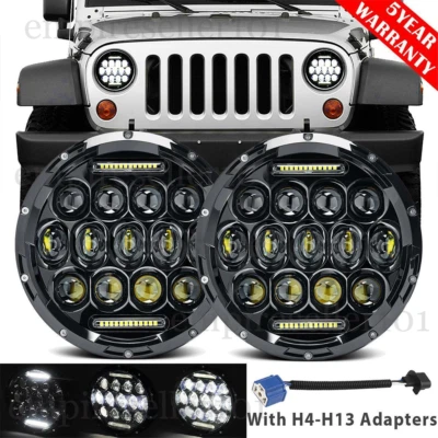 Par de faros LED 7" pulgadas 200W Hi-Lo DRL DOT lámpara para Jeep Wrangler JK TJ CJ LJ Foto 1 de 4