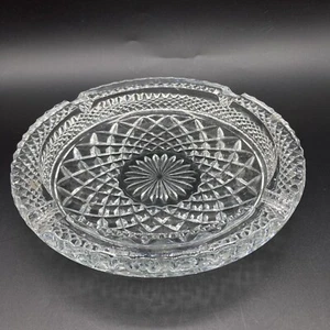 Cenicero de vidrio transparente vintage Anchor Hocking Wexford punta de diamante 8,5" redondo - Imagen 1 de 10