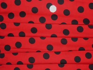 PURE COTTON - SPOT PRINT - RED/BLACK - DRESS FABRIC - 1.85 METRES - Picture 1 of 5