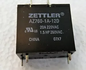 AZ760-1A-12D ZETTLER 20A RELÉ DE SEÑAL DE ALIMENTACIÓN 1,5 HP 250VAC X-STREAM - Imagen 1 de 3