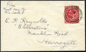1d SG 219 'FIRST DAY OF ISSUE' (JA.1.1902) on NEAT ENVELOPE tied by 'Chesterf... - Picture 1 of 1