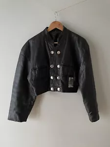 1990s Hi-Tek Designs London by Alexander Leather Cropped Jacket Size S Small - Picture 1 of 15