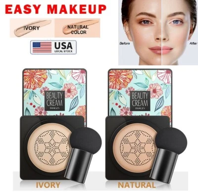 2× Air Cushion CC BB Cream Concealer Moisturizing Foundation Mushroom Head Gift - Image 1 of 4