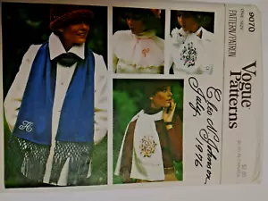 Scarf Pattern & Transfer VOGUE 9070 Sewing VTG 80s Winter Dressy Monogram Floral - Picture 1 of 7