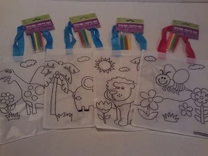 Color Your Own Tote Bag w/Markers - Arts/Crafts, Design Handbag Kids Toy Play - Picture 1 of 6
