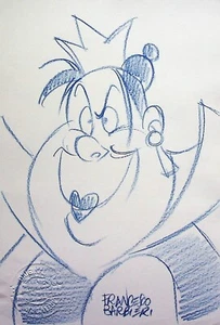 Alicia en el País de las Maravillas Firmado FRANCESCO BARBIERI Dibujado a Mano Arte Disney 8.5" x 6" - Imagen 1 de 3