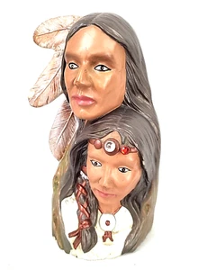 Statuina nativi americani in ceramica dipinta a mano uomo donna scultura - Foto 1 di 8