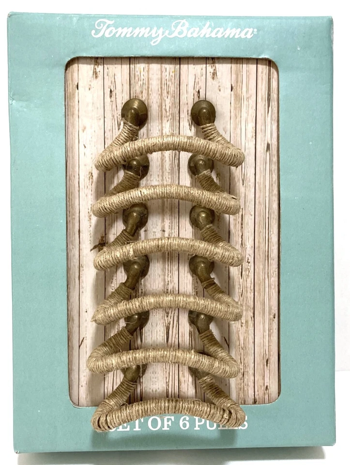 Tommy Bahama Metal Jute-Wrapped 3.25" Drawer  Pulls Set of 6 Beach 2" Base Width - Image 1 of 4