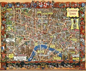 Home Wall Art Print - Vintage Map Poster - LONDON TOURIST - A4,A3,A2,A1,A0 - Picture 1 of 1