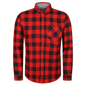 Mens Checked Shirts Long Sleeve Button Up Casual Collared Cotton Lumberjack Top - Picture 1 of 6