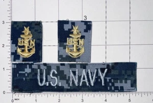Lote de 3 cintas digitales azules de la Marina de los Estados Unidos y rango de jefe senior Z13 USN - Imagen 1 de 1